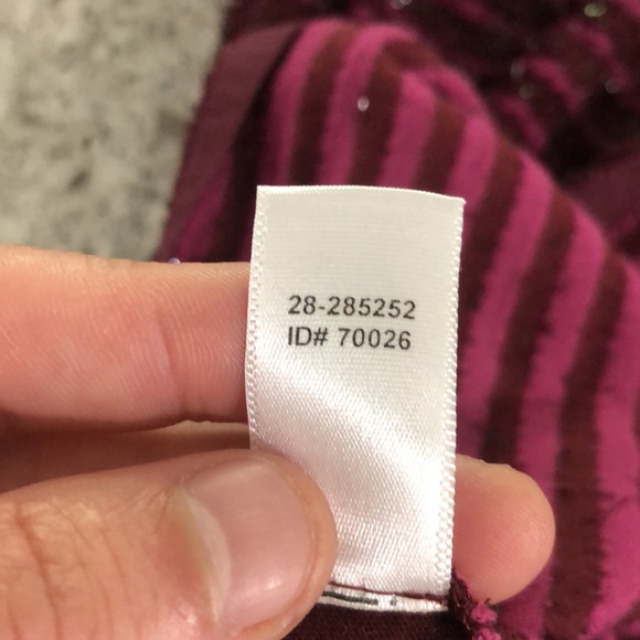{Loft} Burgundy Fuzzy Sequin Striped Top - Picture 8 of 10